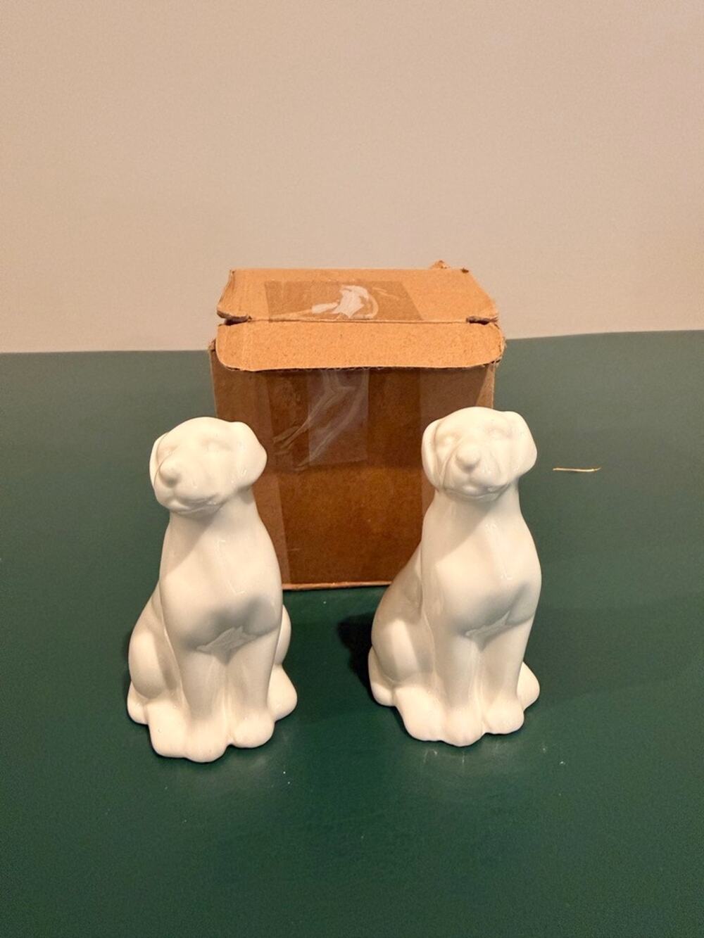 Ceramic Labrador Dog Small Figurines set of 2 statues Animal Home Decor Art